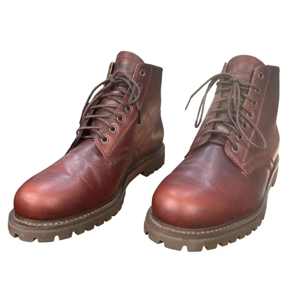 Vintage LL Bean Mens Brown Leather Lug Sole Chukka Boots Size 11.5